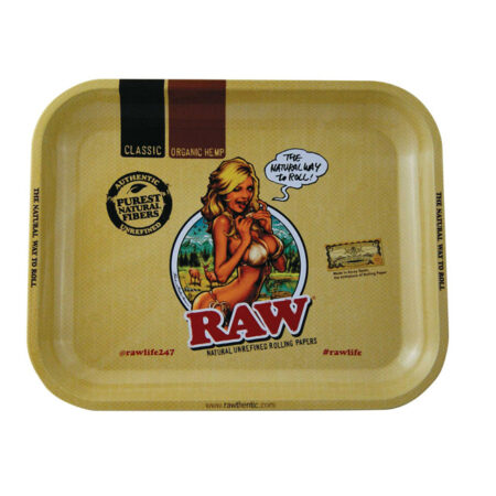 (XL) RAW METAL ROLLING TRAY - RAW GIRL (34 x 27,5 cm)