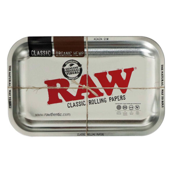 (L) RAW METALLIC SILVER ROLLING TRAY (27,5 x 17,5 cm)